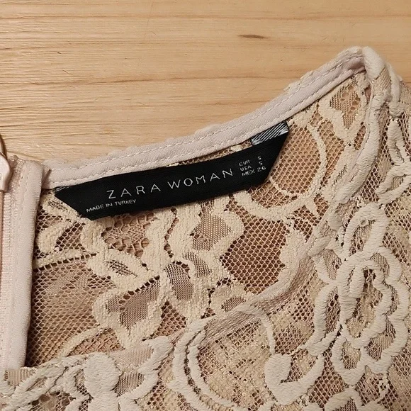 ZARA WOMAN Tan color  Lace Sleeveless Dress, Sz S - Picture 3 of 12